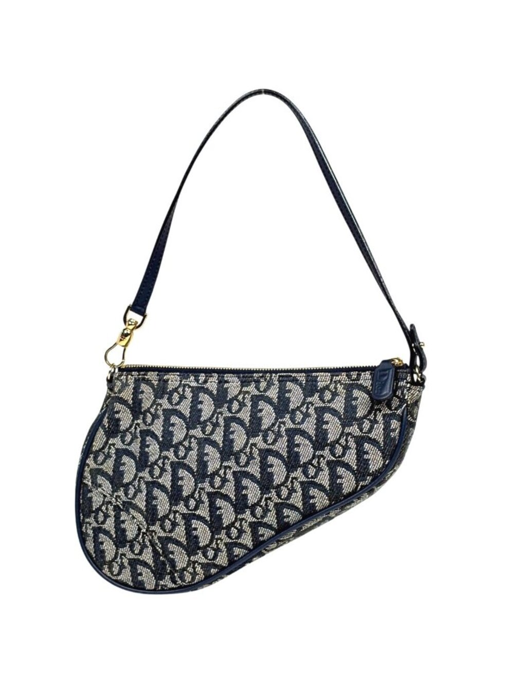 Dior Trotter Pattern Saddle Bag Canvas Navy - Picture 1 of 9
